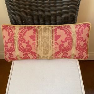 Silk lumbar pillow in gold & rose